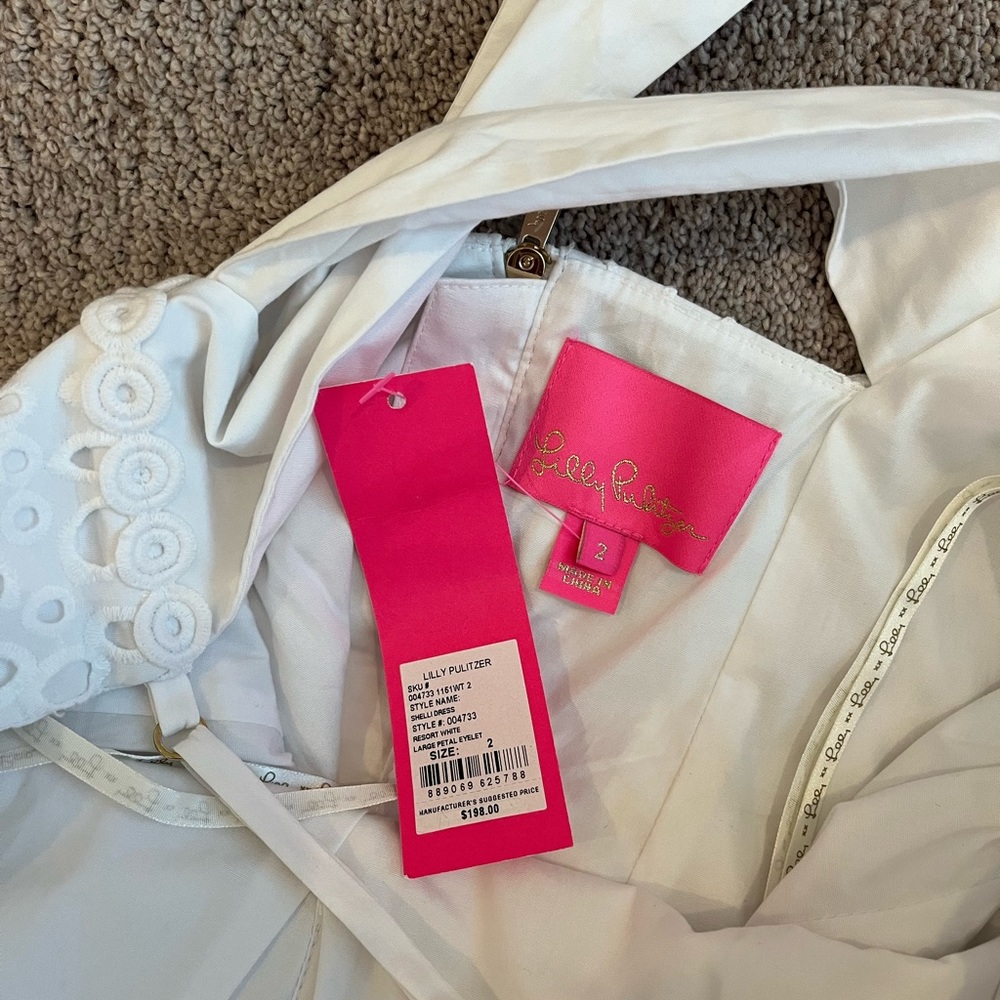Lilly Pulitzer White Shelli Eyelet Mini Dress with Pockets Size 2 - Picture 4 of 5